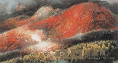 朱永成 2004年作 红霞 镜片 96×180cm
